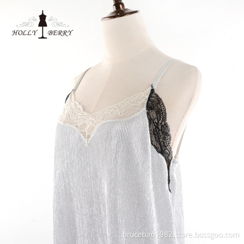 Fashion Women Sleeveless V-neck Soft Suspender Lace Dress